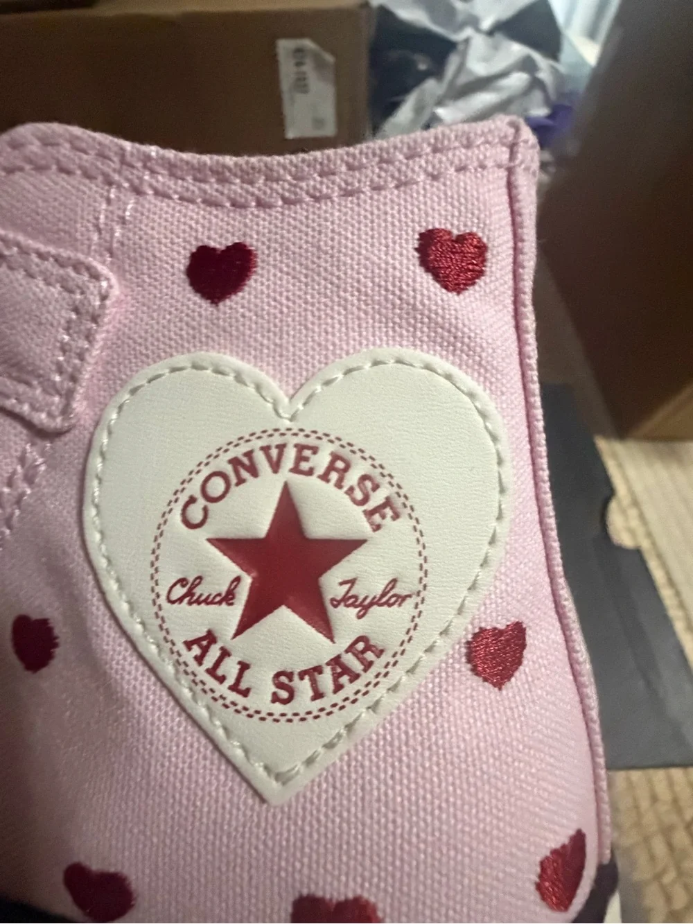 Converse Pink High-Top Kids Sneakers with Heart Accents